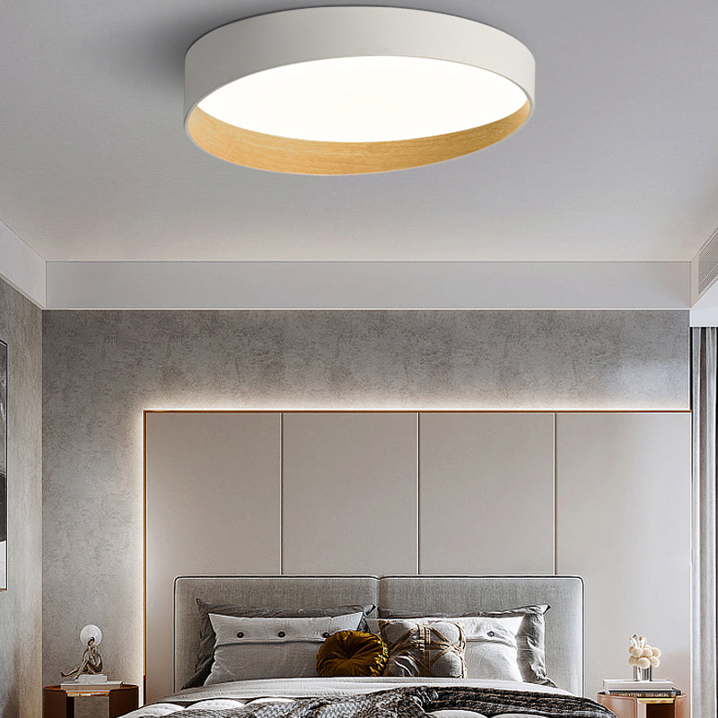 Round Bedroom Ceiling Light Fixture Metal LED Minimalist Style Flush Mount Lighting