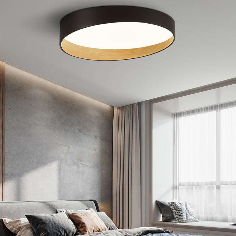 Round Bedroom Ceiling Light Fixture Metal LED Minimalist Style Flush Mount Lighting