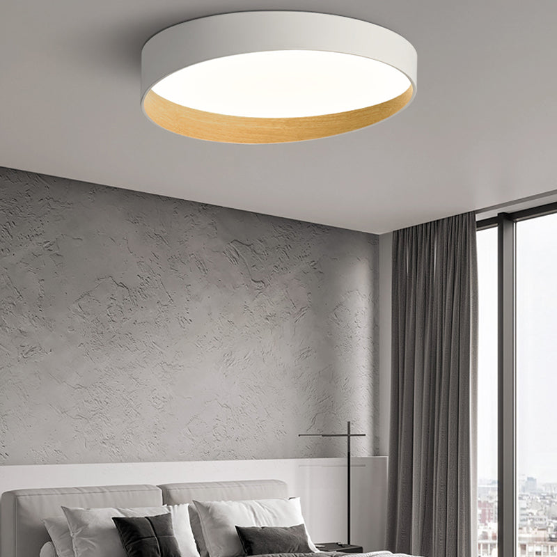 Round Bedroom Ceiling Light Fixture Metal LED Minimalist Style Flush Mount Lighting