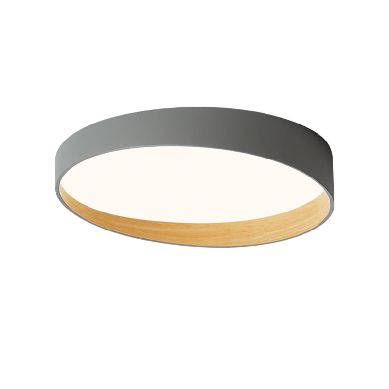 Round Bedroom Ceiling Light Fixture Metal LED Minimalist Style Flush Mount Lighting