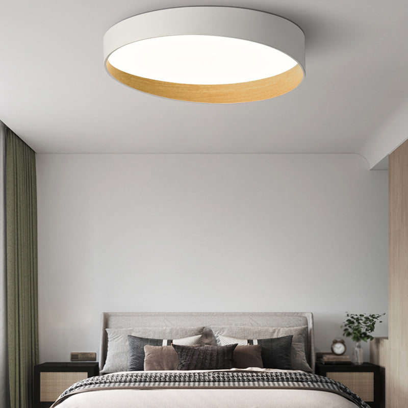 Round Bedroom Ceiling Light Fixture Metal LED Minimalist Style Flush Mount Lighting