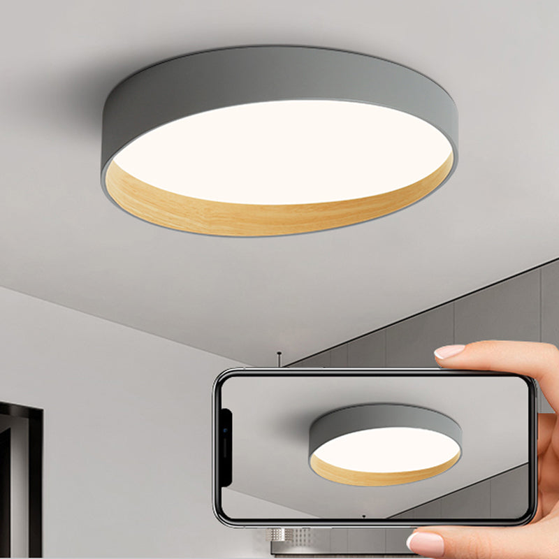 Round Bedroom Ceiling Light Fixture Metal LED Minimalist Style Flush Mount Lighting