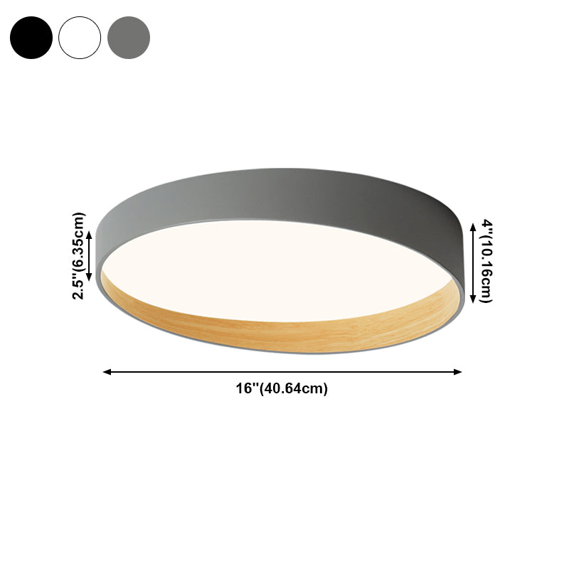 Round Bedroom Ceiling Light Fixture Metal LED Minimalist Style Flush Mount Lighting