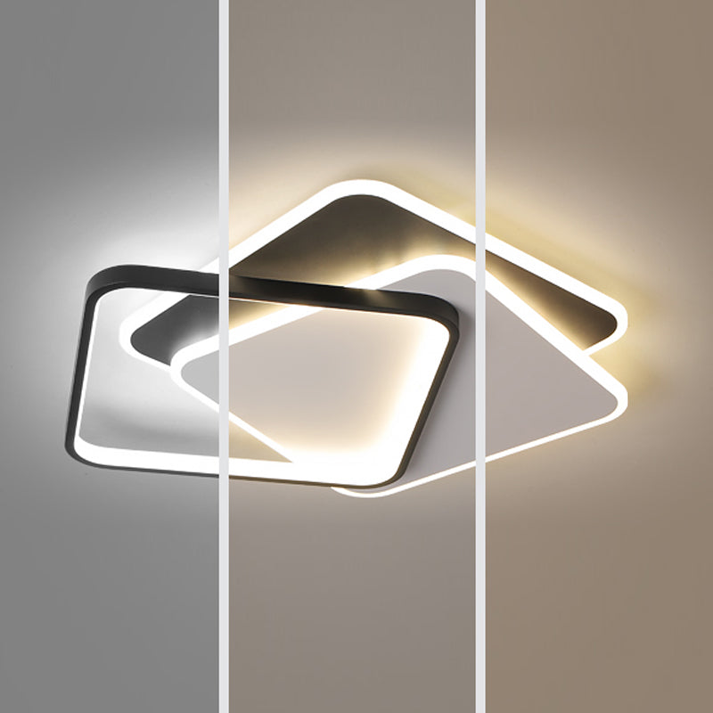 Metal Flush Mount Light Nordic 3-Light Bedroom Ceiling Lamps Fixture with Acrylic Shade
