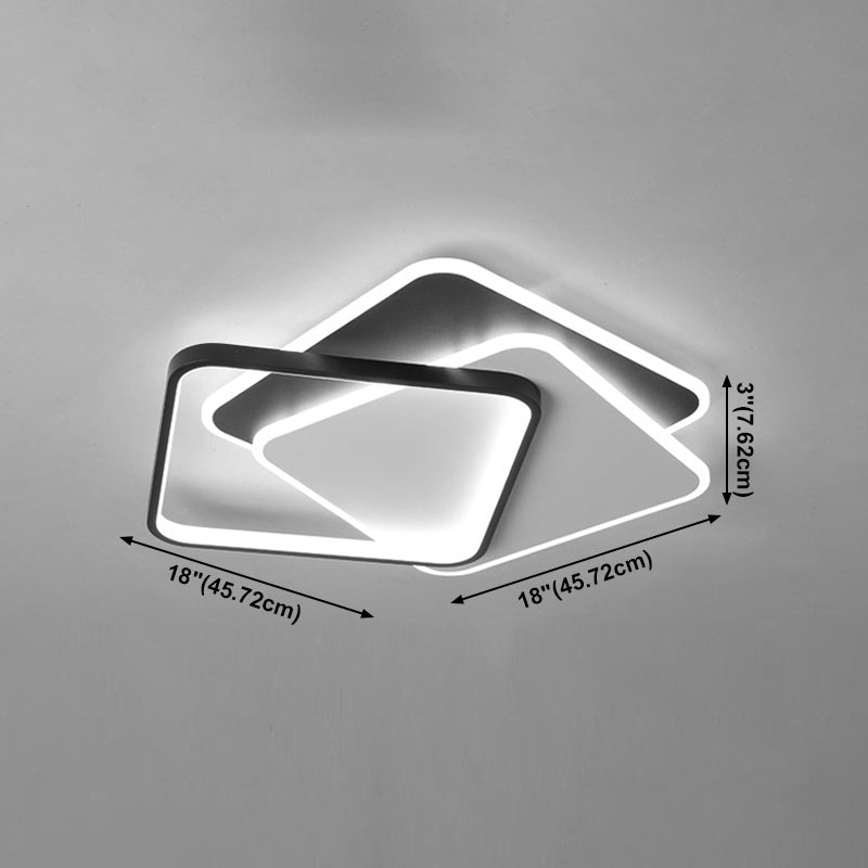Metal Flush Mount Light Nordic 3-Light Bedroom Ceiling Lamps Fixture with Acrylic Shade