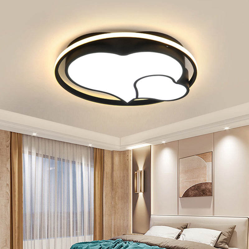 Nordic Heart Shape Ceiling Mount Light 3-Light Bedroom Ceiling Lamps with Acrylic Shade