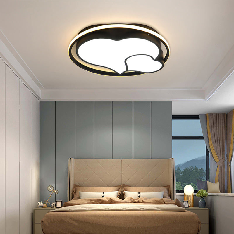 Nordic Heart Shape Ceiling Mount Light 3-Light Bedroom Ceiling Lamps with Acrylic Shade