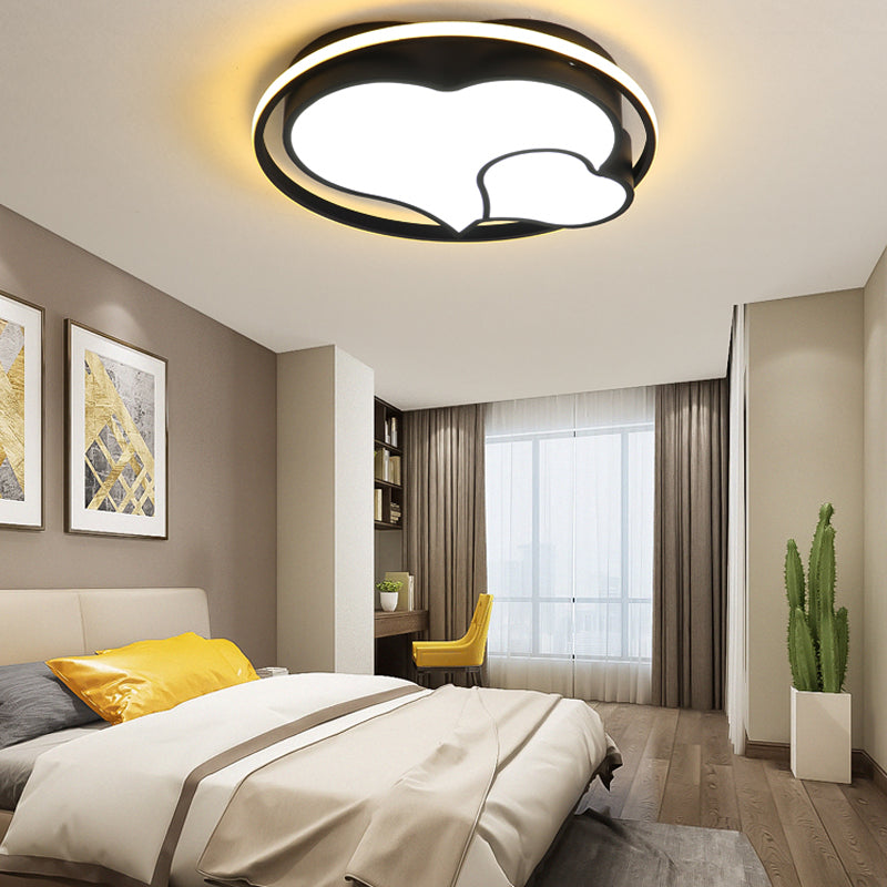 Nordic Heart Shape Ceiling Mount Light 3-Light Bedroom Ceiling Lamps with Acrylic Shade