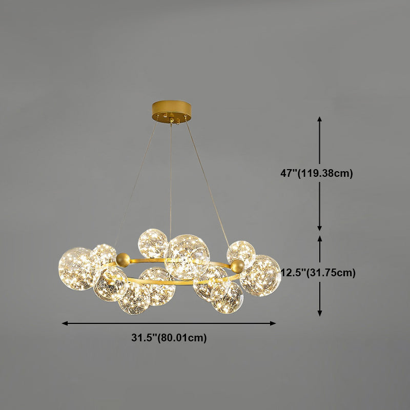 Simple Led Chandelier Light Multi Head Pendant Light with Glass Shade for Living Room