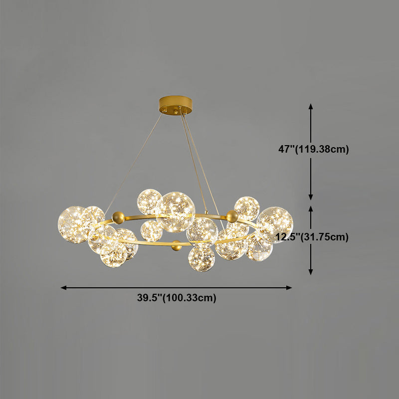 Simple Led Chandelier Light Multi Head Pendant Light with Glass Shade for Living Room