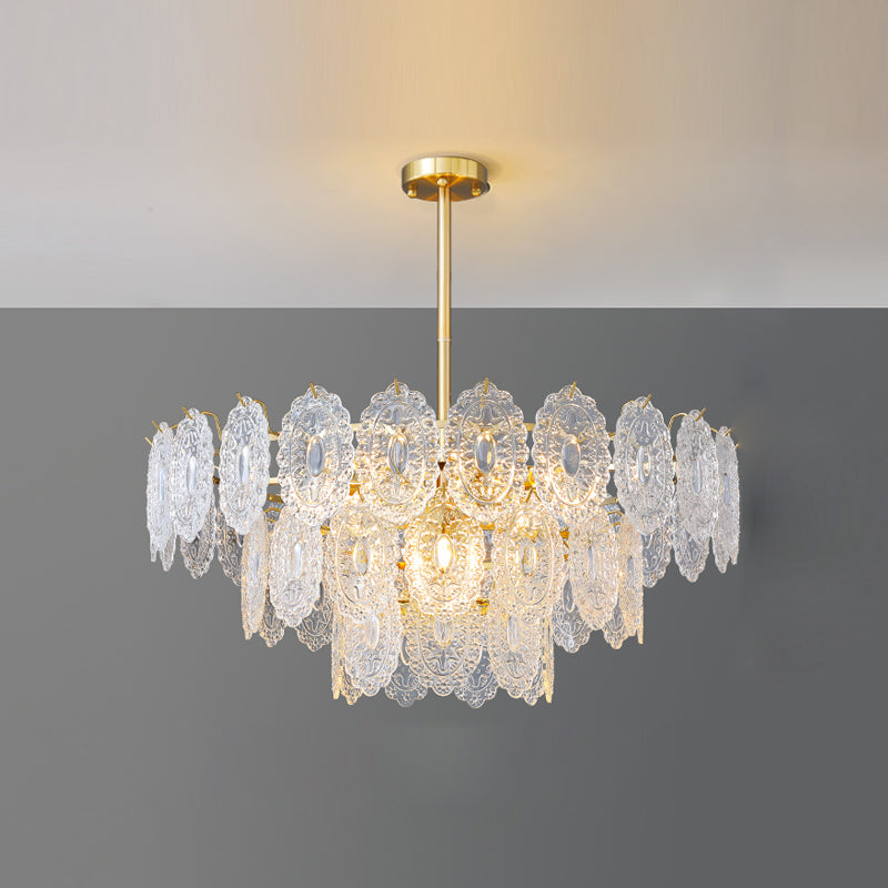 Modern Style Chandelier Light Fixture Metal Chandelier with Glass Shade