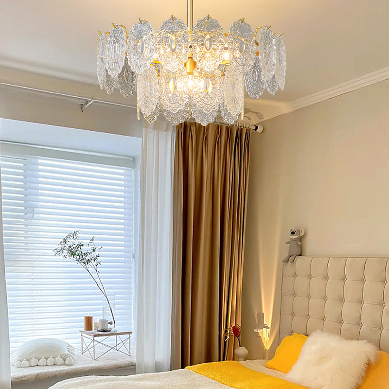 Modern Style Chandelier Light Fixture Metal Chandelier with Glass Shade