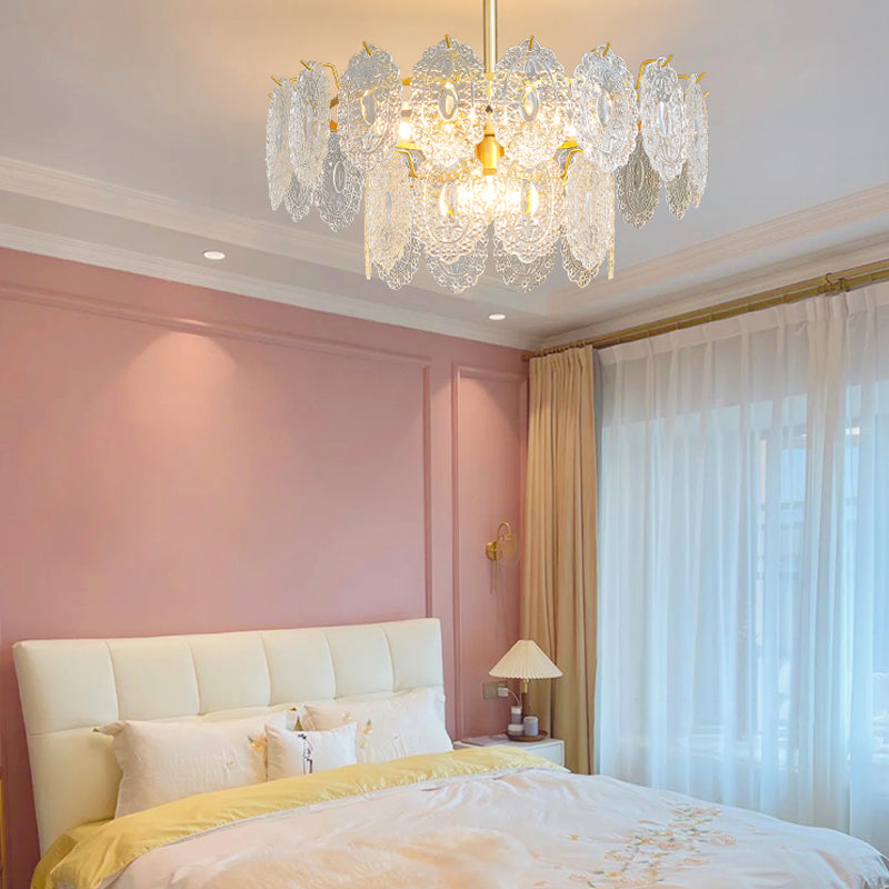 Modern Style Chandelier Light Fixture Metal Chandelier with Glass Shade