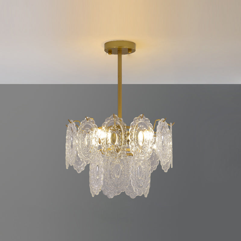 Modern Style Chandelier Light Fixture Metal Chandelier with Glass Shade