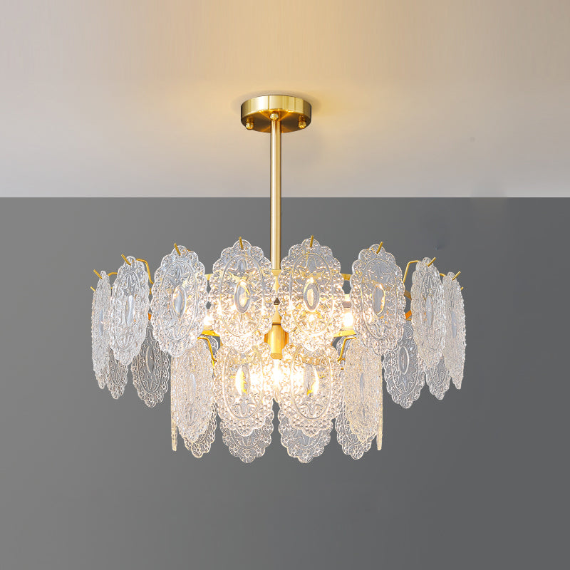 Modern Style Chandelier Light Fixture Metal Chandelier with Glass Shade