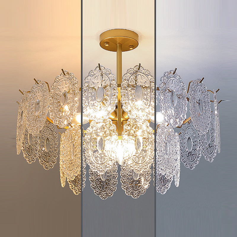 Modern Style Chandelier Light Fixture Metal Chandelier with Glass Shade