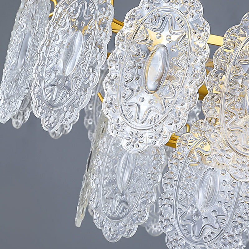 Modern Style Chandelier Light Fixture Metal Chandelier with Glass Shade