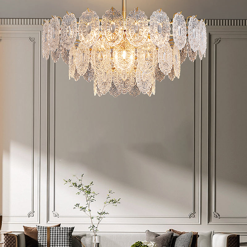Modern Style Chandelier Light Fixture Metal Chandelier with Glass Shade