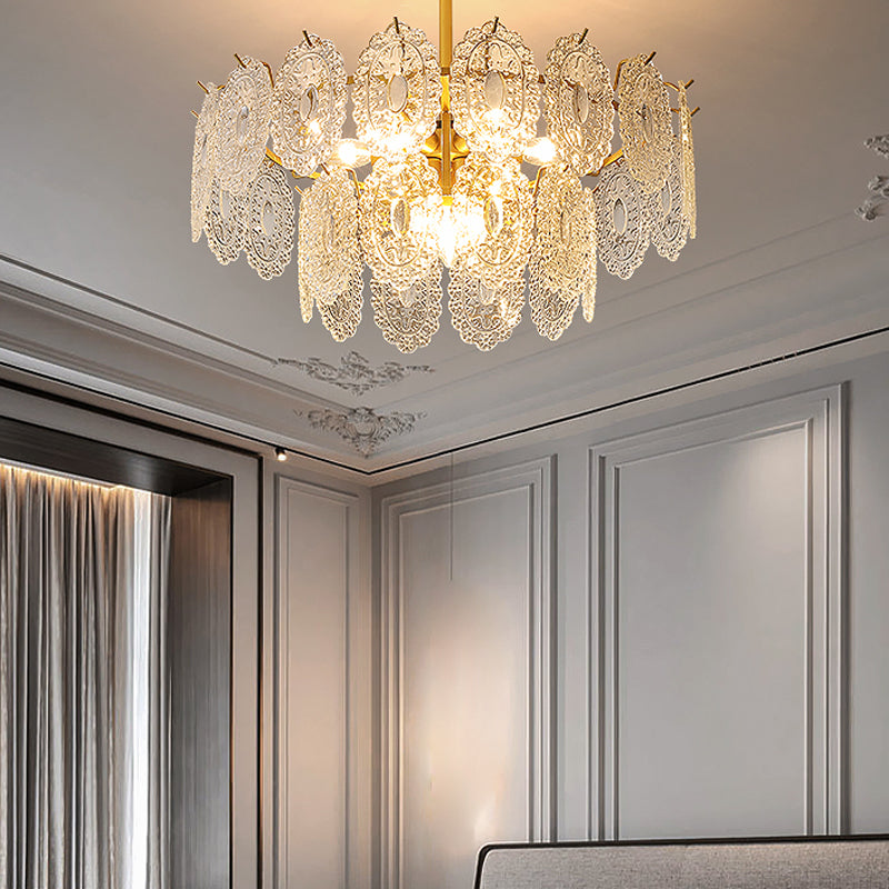 Modern Style Chandelier Light Fixture Metal Chandelier with Glass Shade