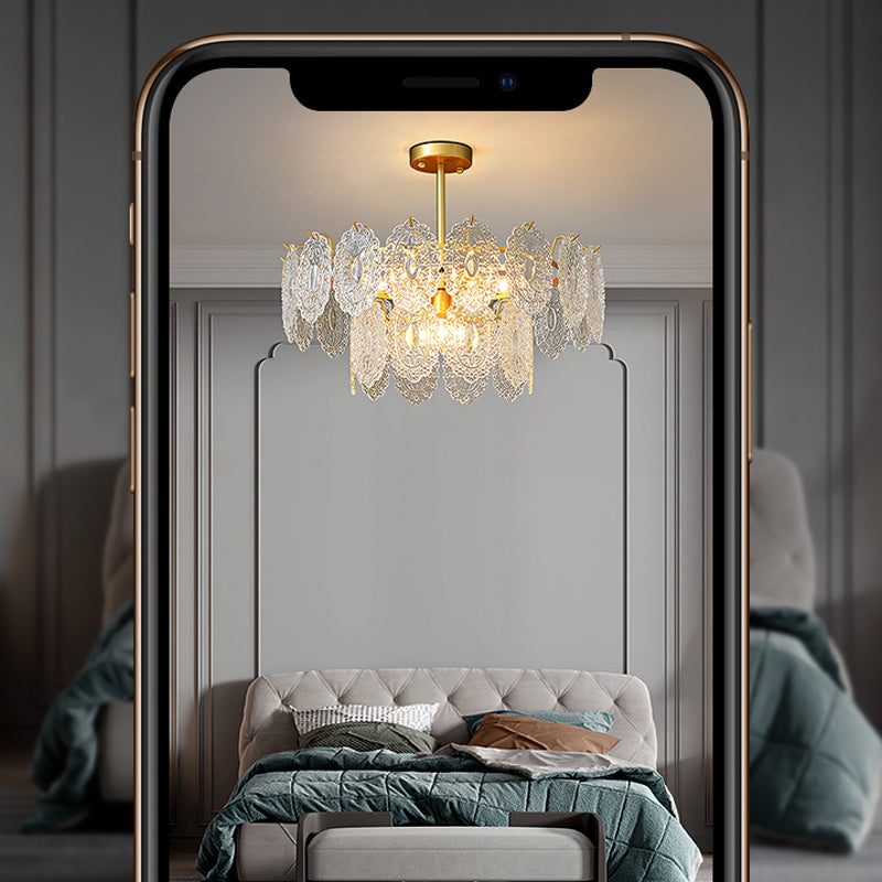 Modern Style Chandelier Light Fixture Metal Chandelier with Glass Shade