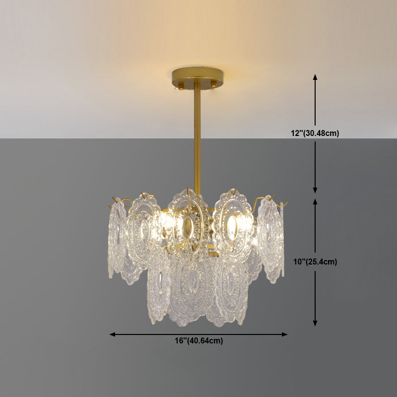 Modern Style Chandelier Light Fixture Metal Chandelier with Glass Shade
