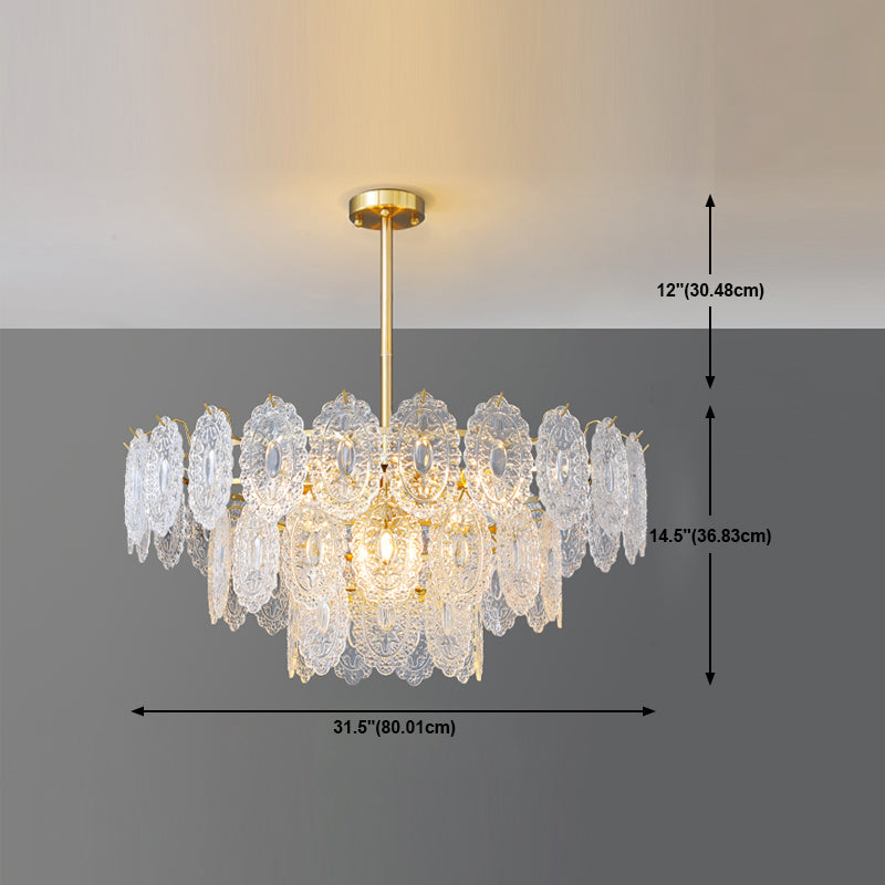 Modern Style Chandelier Light Fixture Metal Chandelier with Glass Shade