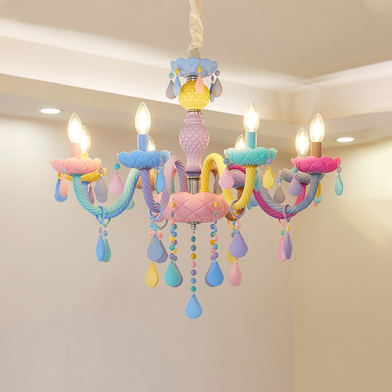 Nordic Multi Head Candle Chandelier Macron Metal Metal Chandelier Lighting Fixtures pour chambre à coucher
