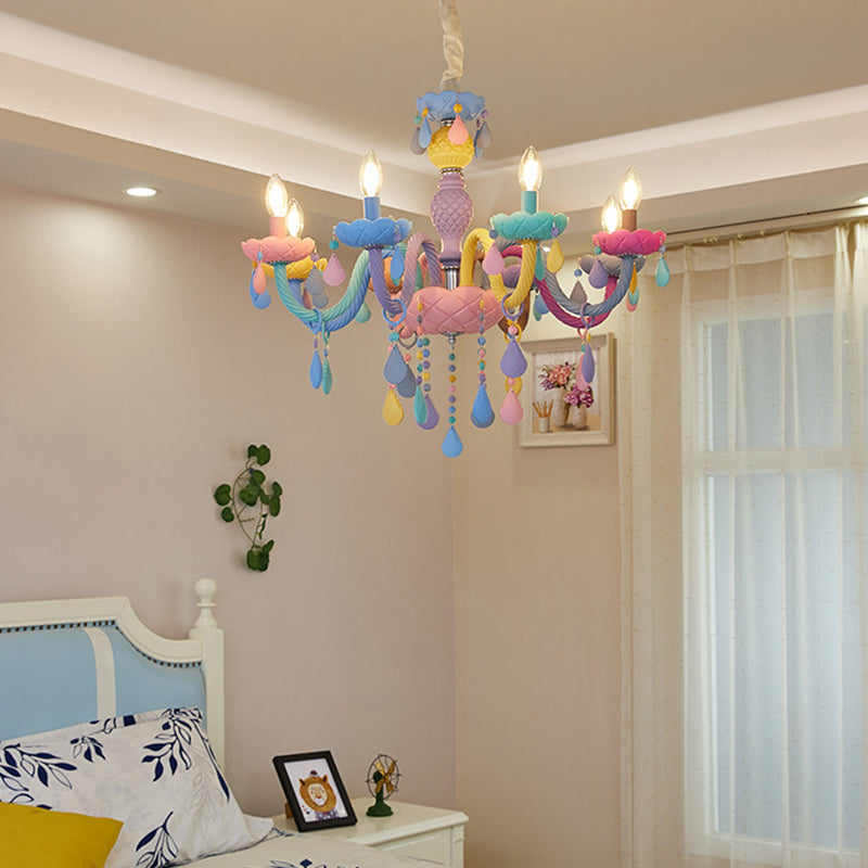 Nordic Multi Head Candle Chandelier Macron Metal Metal Chandelier Lighting Fixtures pour chambre à coucher