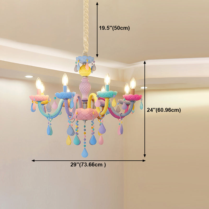 Nordic Multi Head Candle Chandelier Macron Metal Metal Chandelier Lighting Fixtures pour chambre à coucher