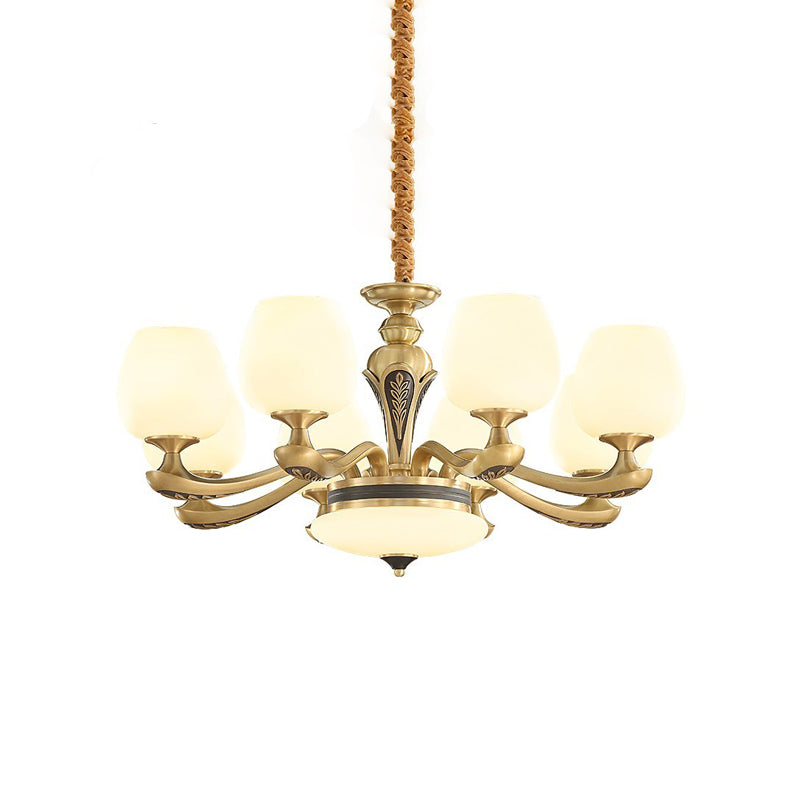 American Style Chandelier Gold Multi Head Glass Hanging Light for Restaurant
