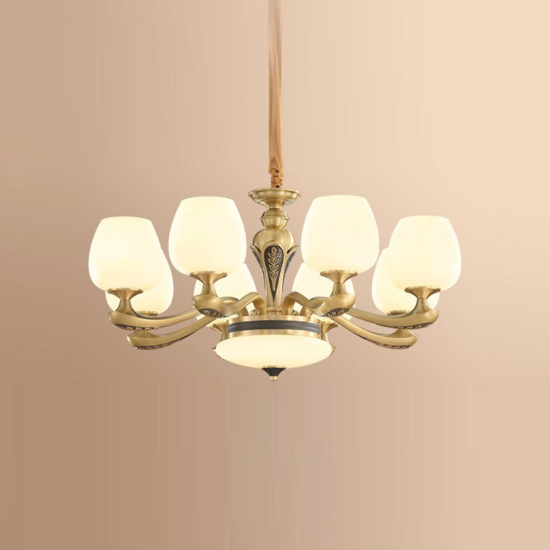 American Style Chandelier Gold Multi Head Glass Hanging Light for Restaurant