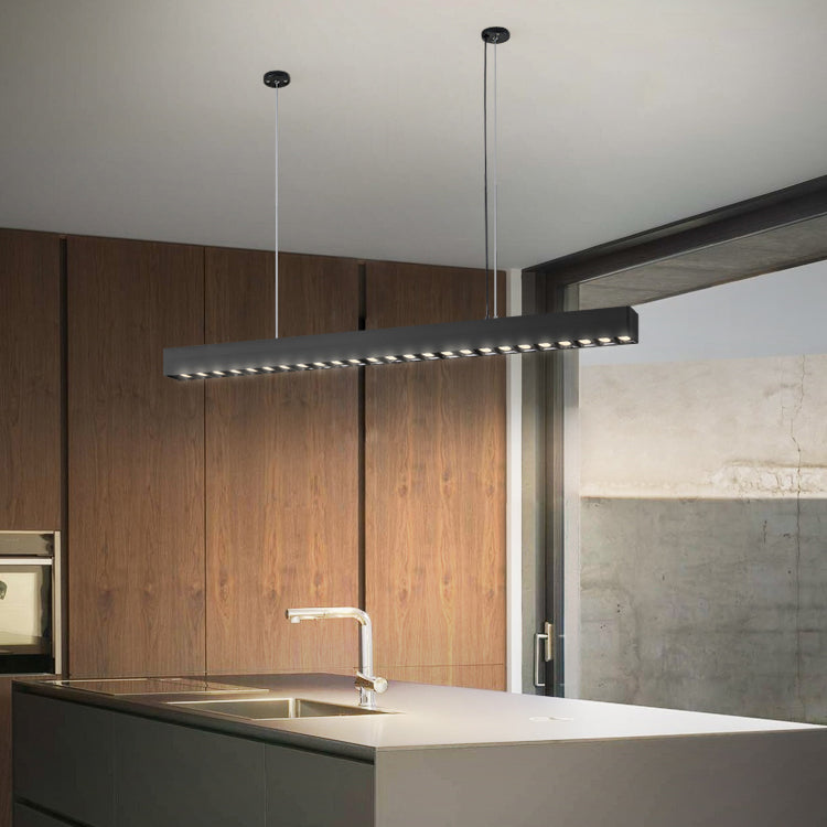 LED Island Light Fixture Modern Rectangle Hanging Lamp for Restaurant Dining Room