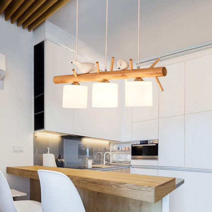 Lámpara simple de madera de madera accesorios de iluminación colgante de madera para comedor