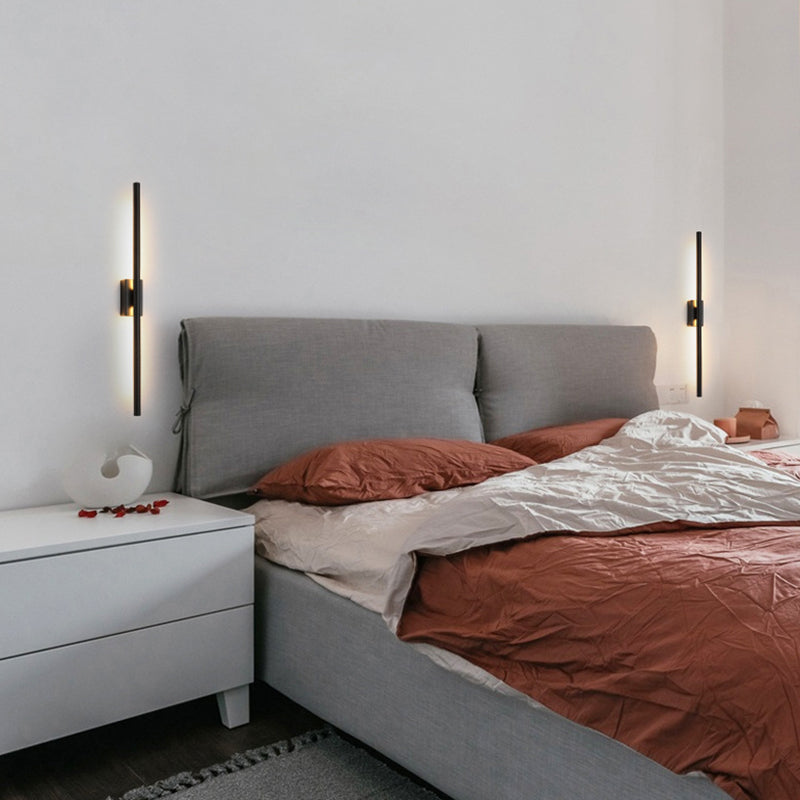 Stile moderno a muro leggero minimalista dritto a led muro con metallo per camera da letto