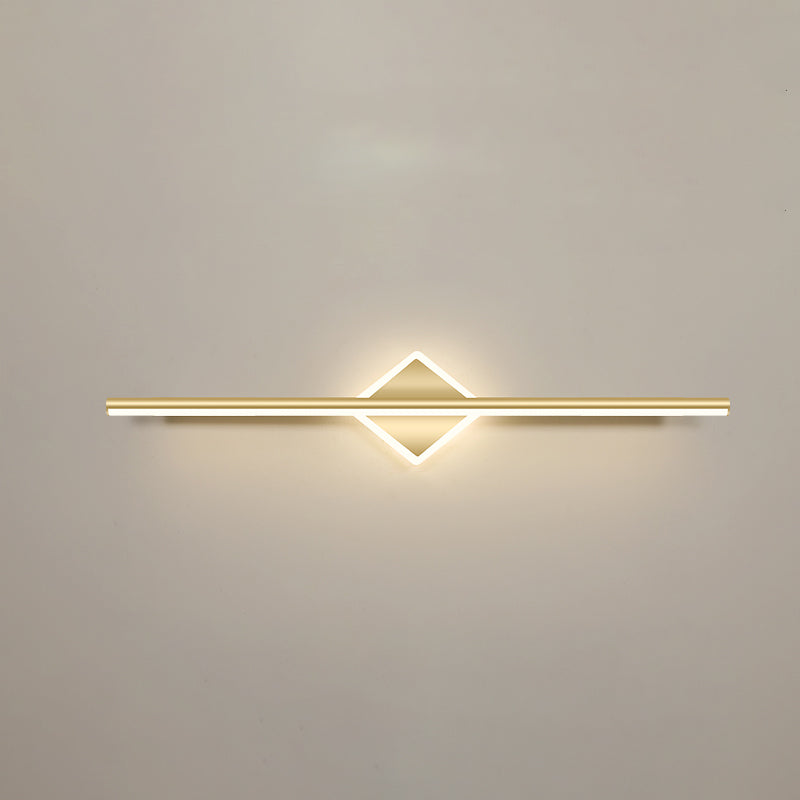 Gold LED Vanity Light Fixtures Modernist Mirror Front Lighting with Silicone Shade