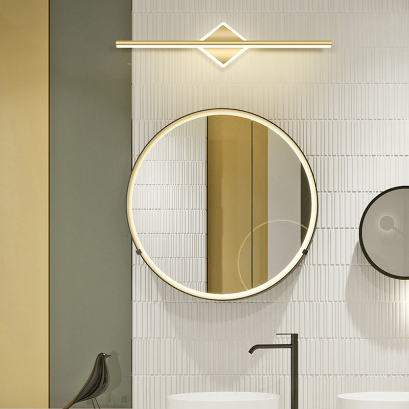 Gold LED Vanity Light Fixtures Modernist Mirror Front Lighting with Silicone Shade