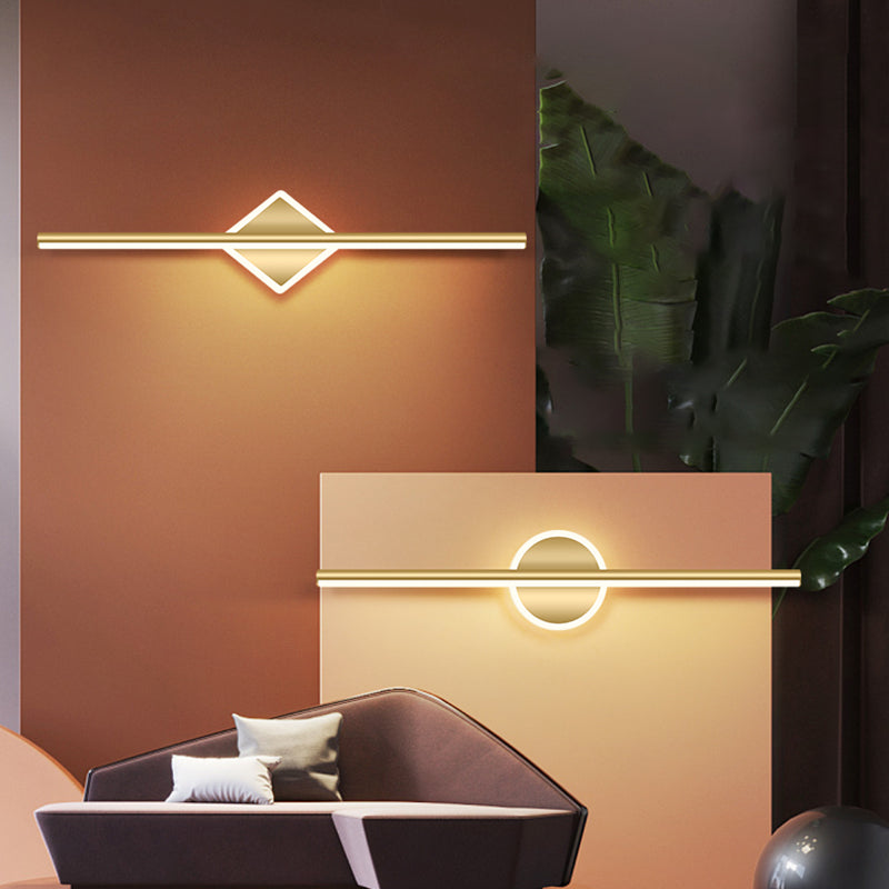Gold LED Vanity Light Fixtures Modernist Mirror Front Lighting with Silicone Shade