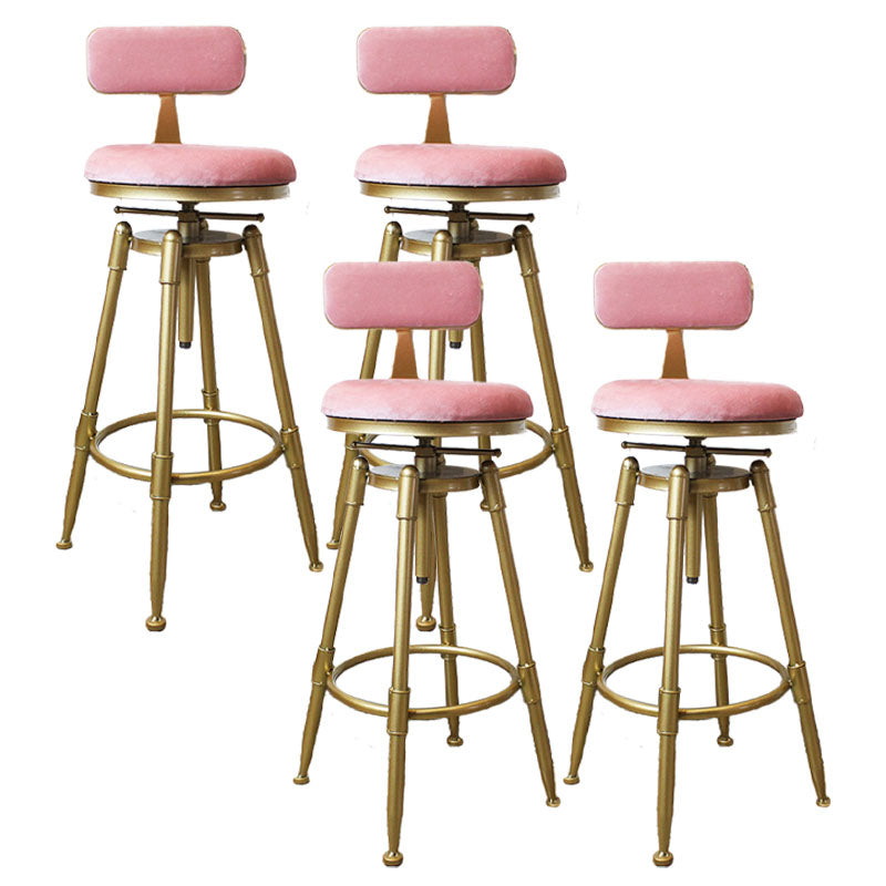 Glamouröser rotatierbarer häufbarer Theken Stuhl Eisen Dessert Shop Barhocker mit Samtkissen