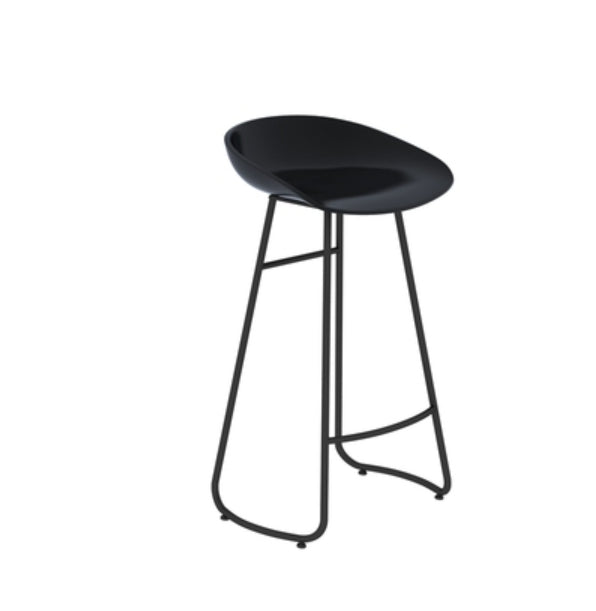 Modern Armless Backrest Counter Stool Iron Dessert Shop Bar Stool with Plastic Seat
