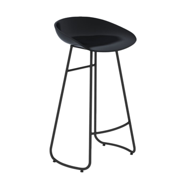 Modern Armless Backrest Counter Stool Iron Dessert Shop Bar Stool with Plastic Seat