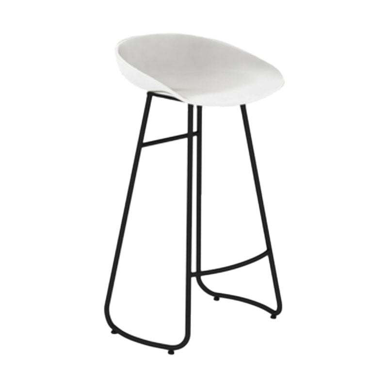 Modern Armless Backrest Counter Stool Iron Dessert Shop Bar Stool with Plastic Seat