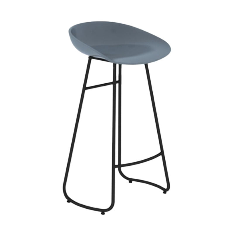 Modern Armless Backrest Counter Stool Iron Dessert Shop Bar Stool with Plastic Seat