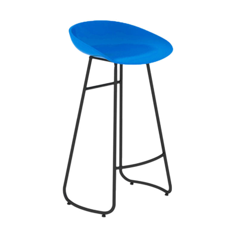 Modern Armless Backrest Counter Stool Iron Dessert Shop Bar Stool with Plastic Seat