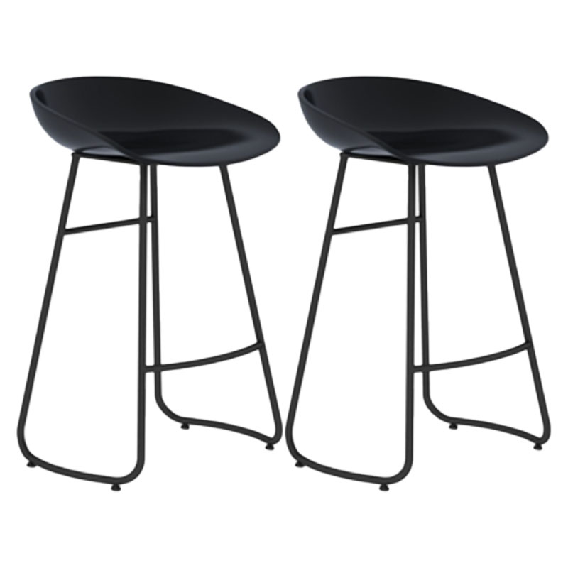 Modern Armless Backrest Counter Stool Iron Dessert Shop Bar Stool with Plastic Seat