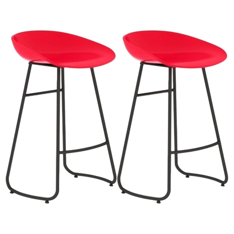 Modern Armless Backrest Counter Stool Iron Dessert Shop Bar Stool with Plastic Seat
