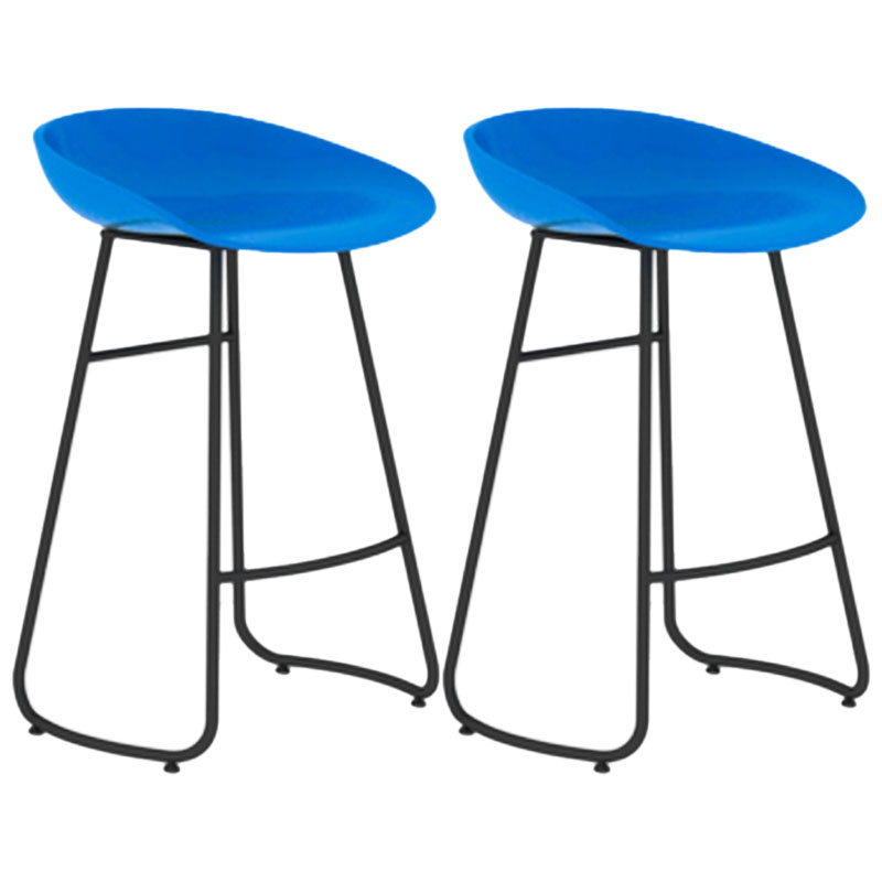 Modern Armless Backrest Counter Stool Iron Dessert Shop Bar Stool with Plastic Seat