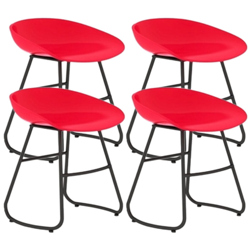 Modern Armless Backrest Counter Stool Iron Dessert Shop Bar Stool with Plastic Seat