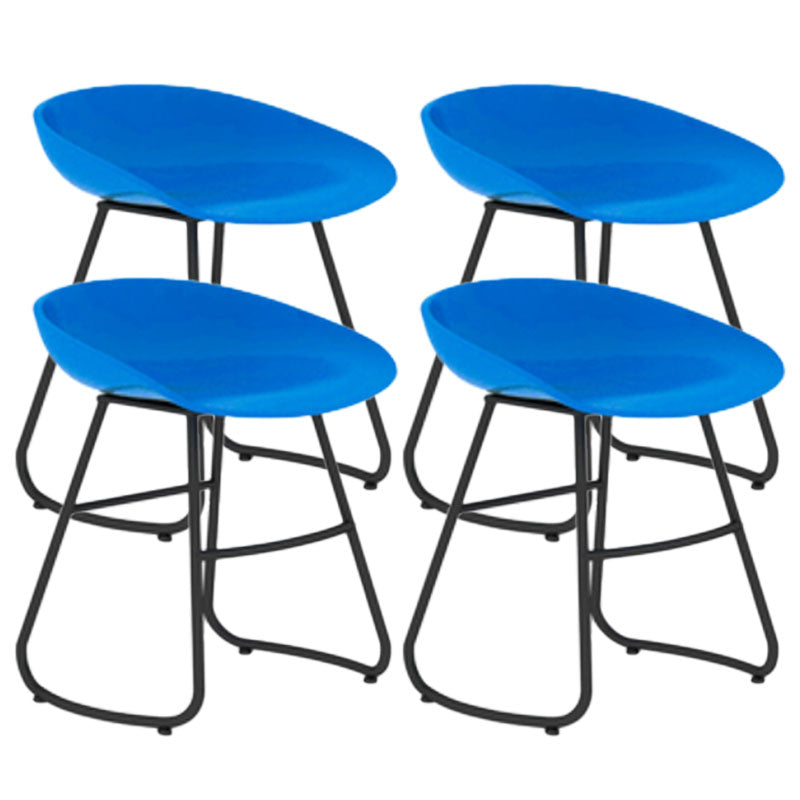 Modern Armless Backrest Counter Stool Iron Dessert Shop Bar Stool with Plastic Seat