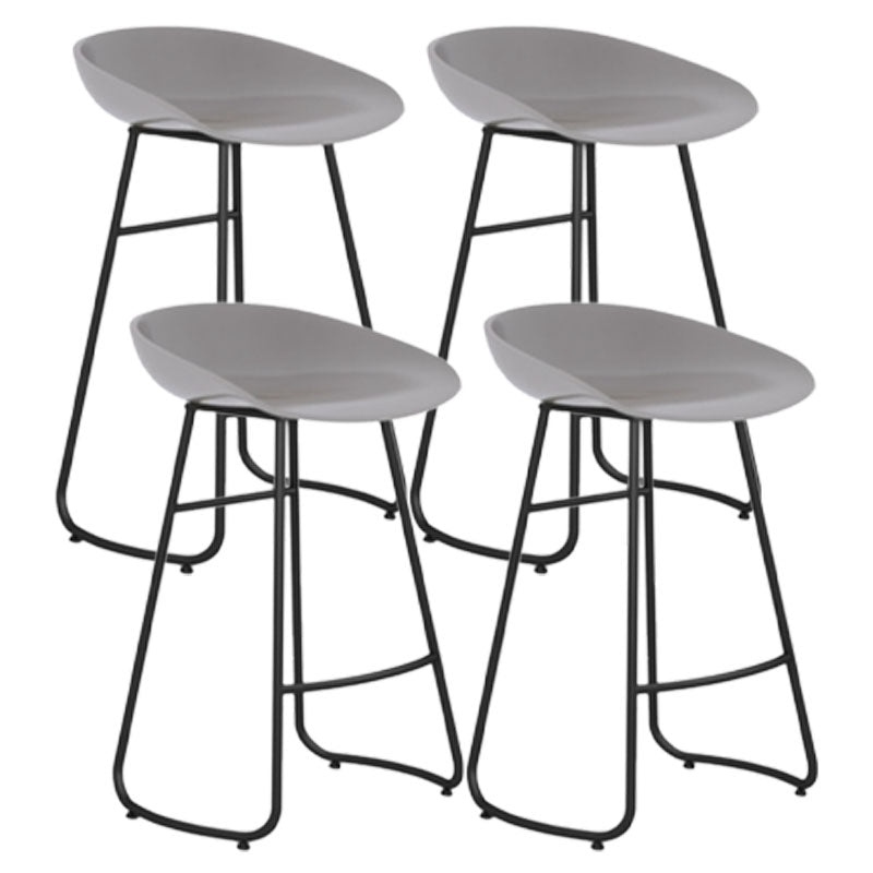 Modern Armless Backrest Counter Stool Iron Dessert Shop Bar Stool with Plastic Seat