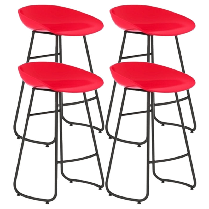 Modern Armless Backrest Counter Stool Iron Dessert Shop Bar Stool with Plastic Seat